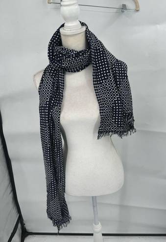 Edge Trenery Polka Dot Navy And White Fringe  Women’s Casual Soft Artsy Scarf