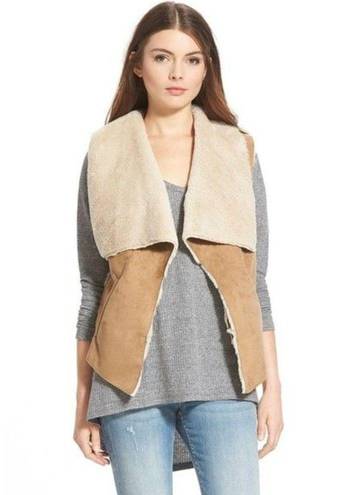 Celebrity Pink  Faux Shearling Vest Camel