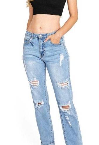 Wax Jean NWT Wax  Boyfriend Jeans Medium Blue Wash, Distressed Size 9/29