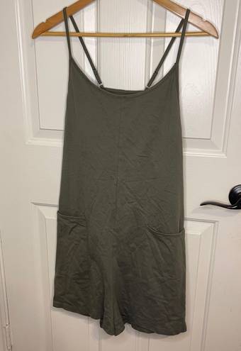 Cider Minimalist Everyday Sage Green  Romper With Pockets Size L Summer Casual