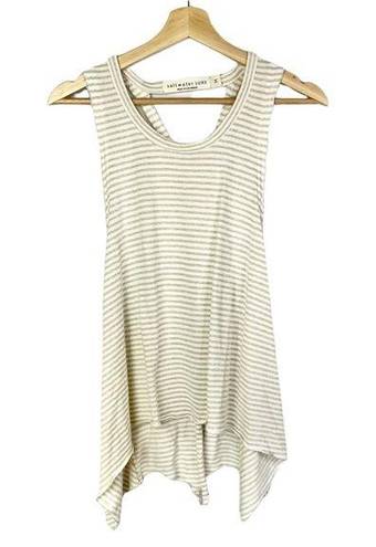 Saltwater Luxe  Gold & White Horizontal Stripe Cross Back Tank Top M