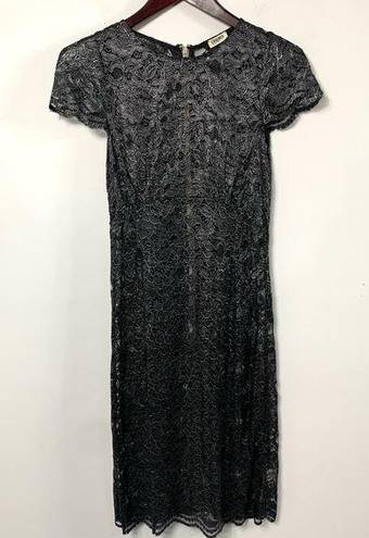 L'Agence L’AGENCE Black & Silver Sheer Floral Dress