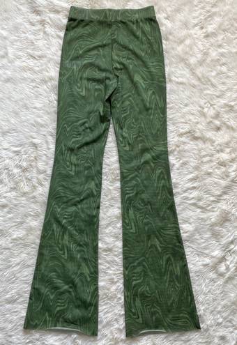 Good American Pants Mesh Bootcut Swim Cover-Up Retro in Pesto Swirl Green Sz 1