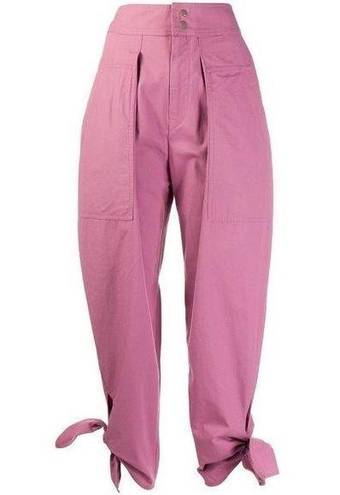 Isabel Marant ‎ Gaviao High Waist Trousers Pants Pink Tie Cuff Sz FR 34 US 0/2