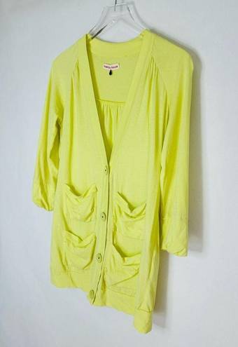 Rebecca Taylor  Lemon Yellow Cotton Cardigan Sweater Jacket Top Size S