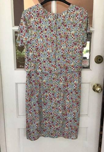 J.Jill  Women's Dress Floral Ditsy Size M Stretch Rayon Spandex Short Sleeve EUC