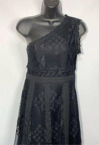 Foxiedox  Women's One Shoulder Sleeveless Juliet One Lace Gown Black Size Small