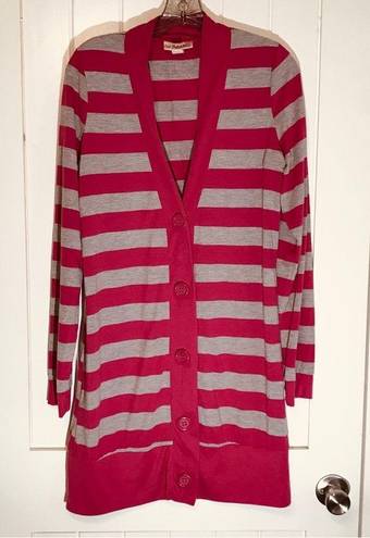 belle du jour Striped V Neck Cardigan Tunic Sweater