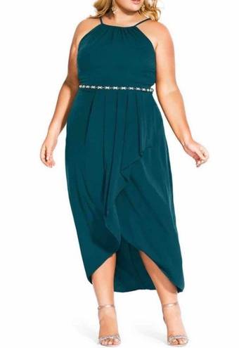 City Chic  Lovestruck Maxi Halter Dress Emerald Size US 22