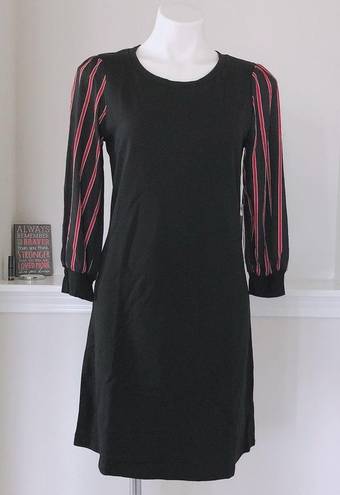 Luxology  Dress Black & Red Striped Sleeves Midi, Size S NWT