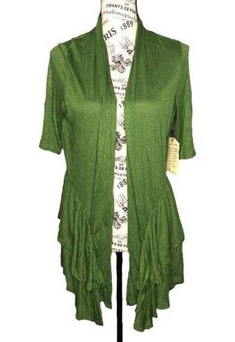 Live and let live  MEDIUM NWT Green Layer Waterfall Short Sleeve Cardigan