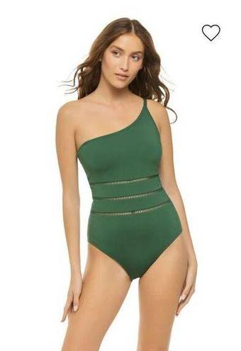Bleu Rod Beattie  Womens Behind The Seams One Shoulder Swimsuit Green Size 4