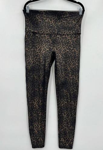 Spanx  Faux Leather Leopard Shine Legging Pants Shapewear Animal Print Size 1X