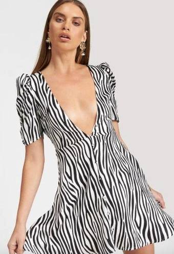 LIONESS Ask Anything Zebra Print Mini Dress NWT