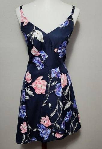 Emerald Sundae  floral tafetta assymetric mini cocktail dress size large