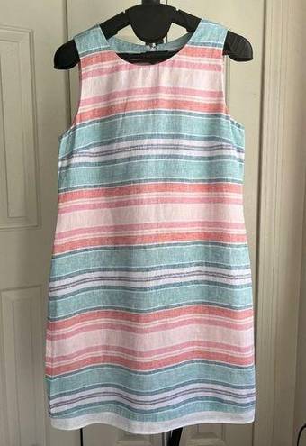 Krass&co Island  Linen Tank Dress Summer Travel Pastel color striped, Size XS