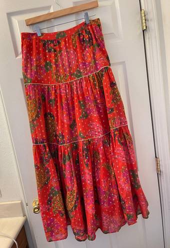 Farm Rio Banana Flowers NWT Tiered Ruffle Floral Maxi Skirt