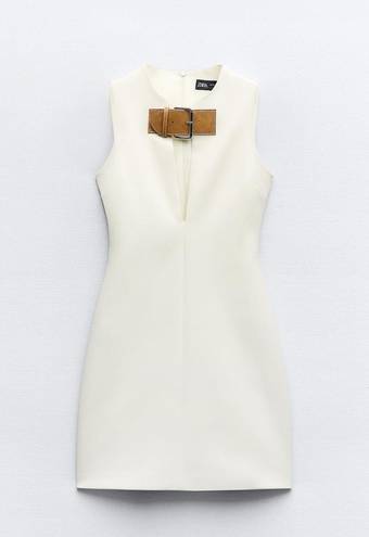 ZARA White Belted Tailored Dress