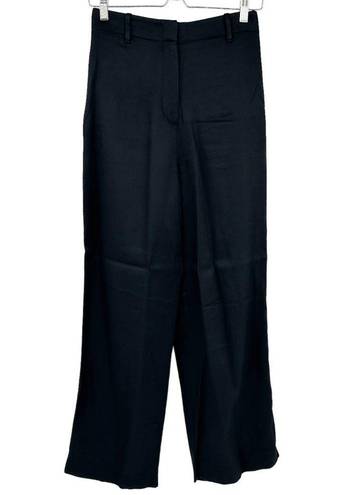 Club Monaco  Womens 100% Viscose Tab Detail Wide Leg Trouser Pants Size 6 Black