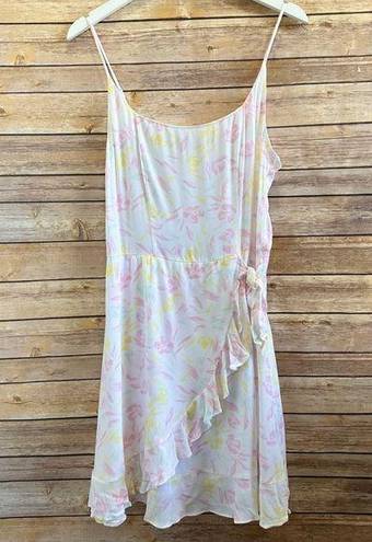 The Row  A White Floral Spaghetti Strap Faux Wrap Side Tie Dress Size Large NWT