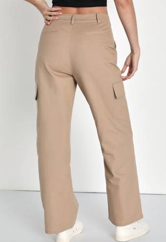 Lulus Tan High Rise Wide Leg Cargo Pants