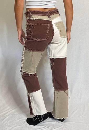 Jaded London Brown Patchwork Jeans