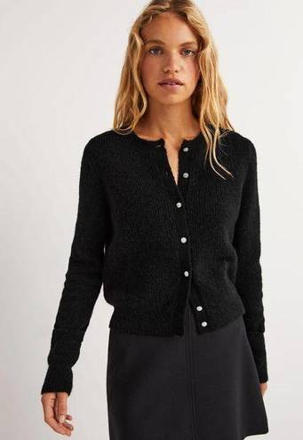 Boden USA Boden Jewel Button Fluffy Black Cardigan