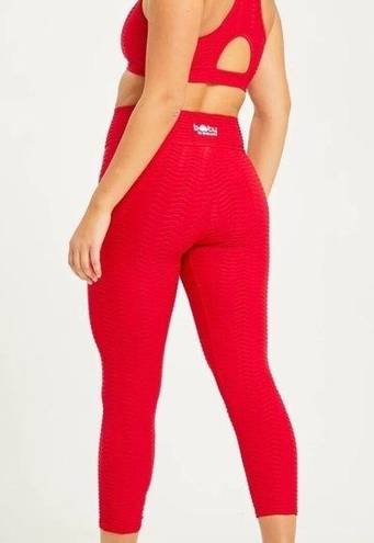 Booty By Brabants  BBB Red V Waist Cropped Compression Texture Leggings