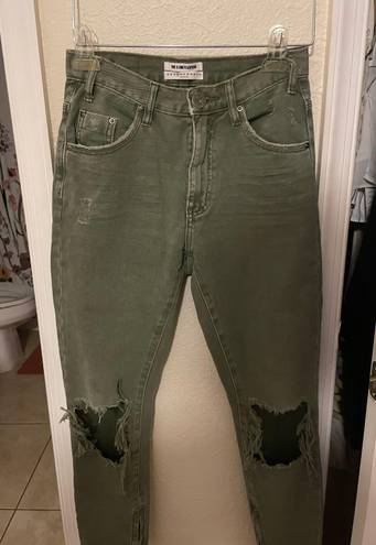 One Teaspoon Freebirds Olive Green Cropped ankle Jeans