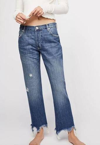 We The Free Free People Women's Blue Maggie Mid Rise Straight Button Fly Jeans Size 28 NWT