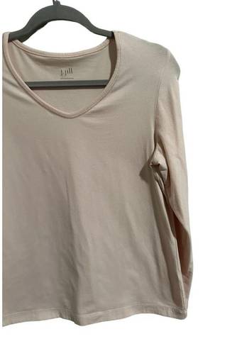 J.Jill  Women’s Medium Petite Light Pink Long Sleeve V-Neck Tee