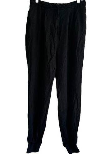 Emporio Armani  Pull On Jogger Pants 100% Lyocell Button Pockets Solid Black 8