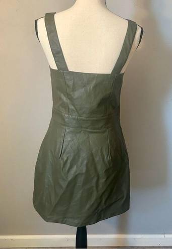 Wild Fable  Faux Leather Zip Up Overall / Jumper Dress Olive Green Size Small NWT