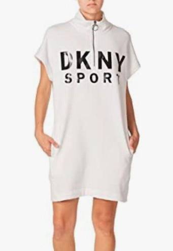 DKNY  Womens Quarter Zip Logo Dress M NWT White with Black