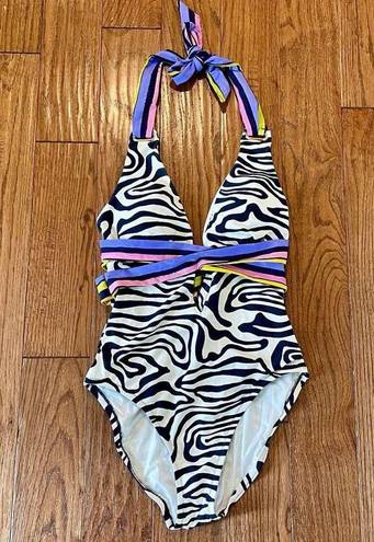 Trina Turk  zebra print vibrant one piece swimsuit size small