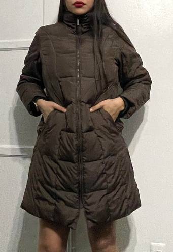 Michael Kors brown long quilted parka jacket