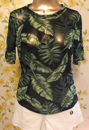 Sans Souci leaf print mesh t shirt size M