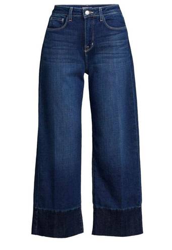 L'Agence  Whitney Mid Rise Wide Leg Cropped Jean Size 32