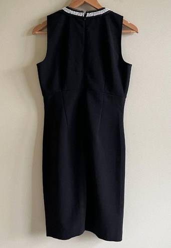 Loft Ann Taylor  Faux Pearl Collar Black Dress Womens Size 4 Sleeveless Work