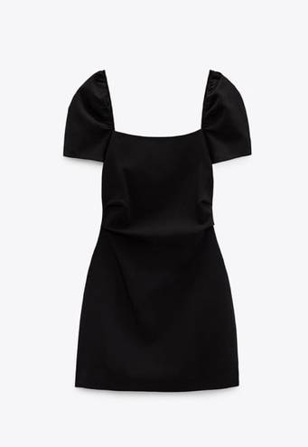 ZARA Linen Blend Puff Sleeve Mini Dress