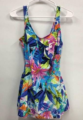 Maxine of Hollywood Azul  Tropical one piece Swimdress 12