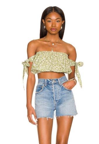 Eberjay Eberjey floral off shoulder green crop top NWT