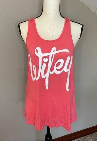 Acting Pro  Coral Pink White Racerback Wifey Tank Top Small