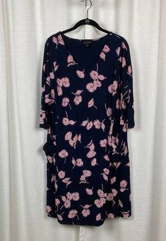 J.Jill  Blue&Pink Floral Pocket Front Shift Dress Sz.L