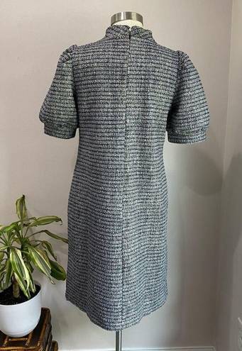 The Loft  Black and Blue Boucle Tweed Short Sleeve Shift Dress Size M