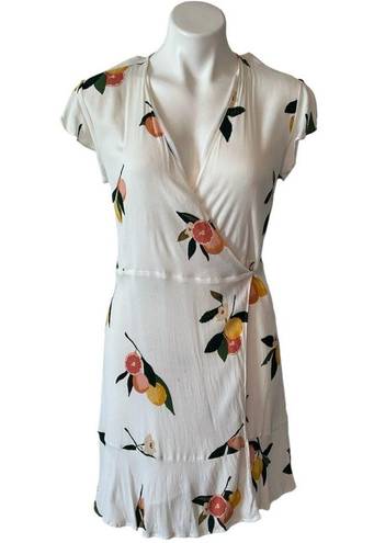 Rails  Grapefruit Print Wrap Dress Mini White Sz Med