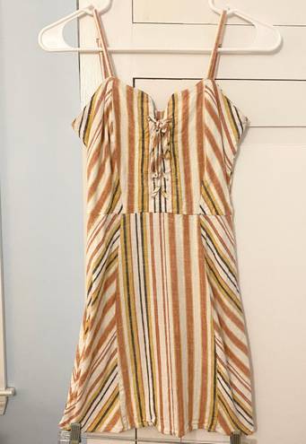 Aeropostale Striped Sweetheart Lace-Up Slim Dress