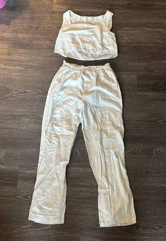 Mable Linen Pant Set White Size M