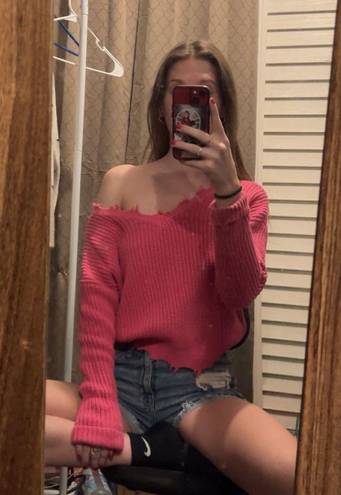 The Moon off the shoulder and Maddison pink sweater