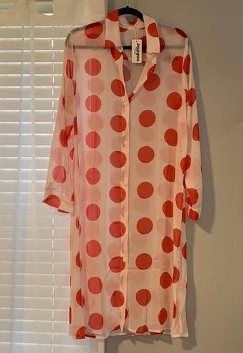 Zeagoo Polka Dot swim cover up top dress tunic size Small NWT